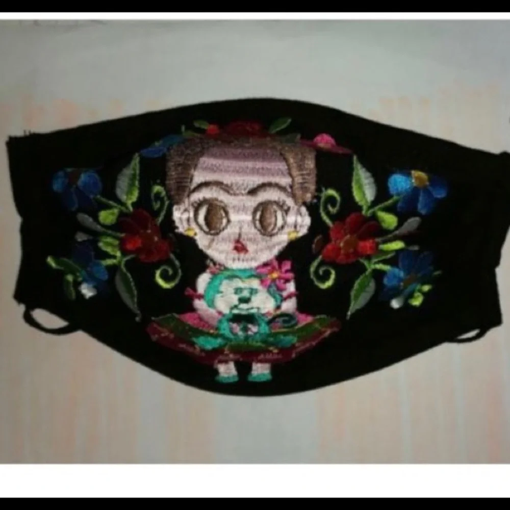 Triple layer Reusable embroide face mask F…